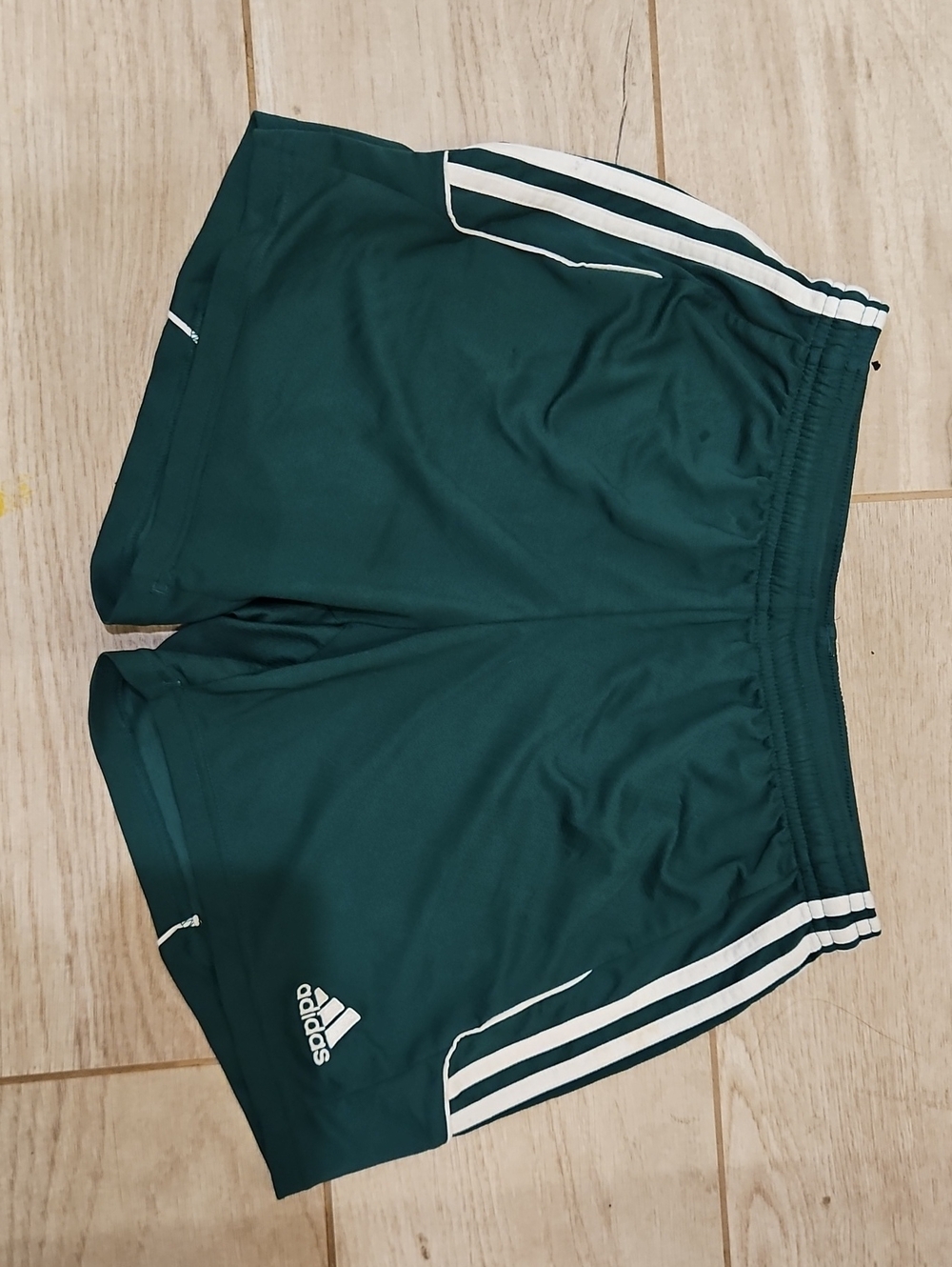 adidas Women's Dark Green Athletic Shorts with White Stripes